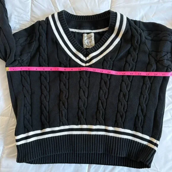 Hope & Henry Women's Long Sleeve V-Neck Cricket Cable Knit Sweater Size XL - Picture 6 of 8